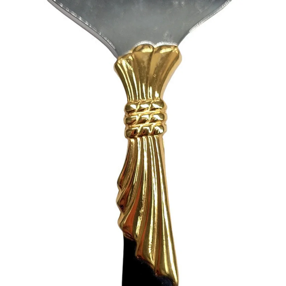Yamazaki 18/8 Stainless LINDI Black Handle GOLD Accent Vintage Slotted Spoon 1-2